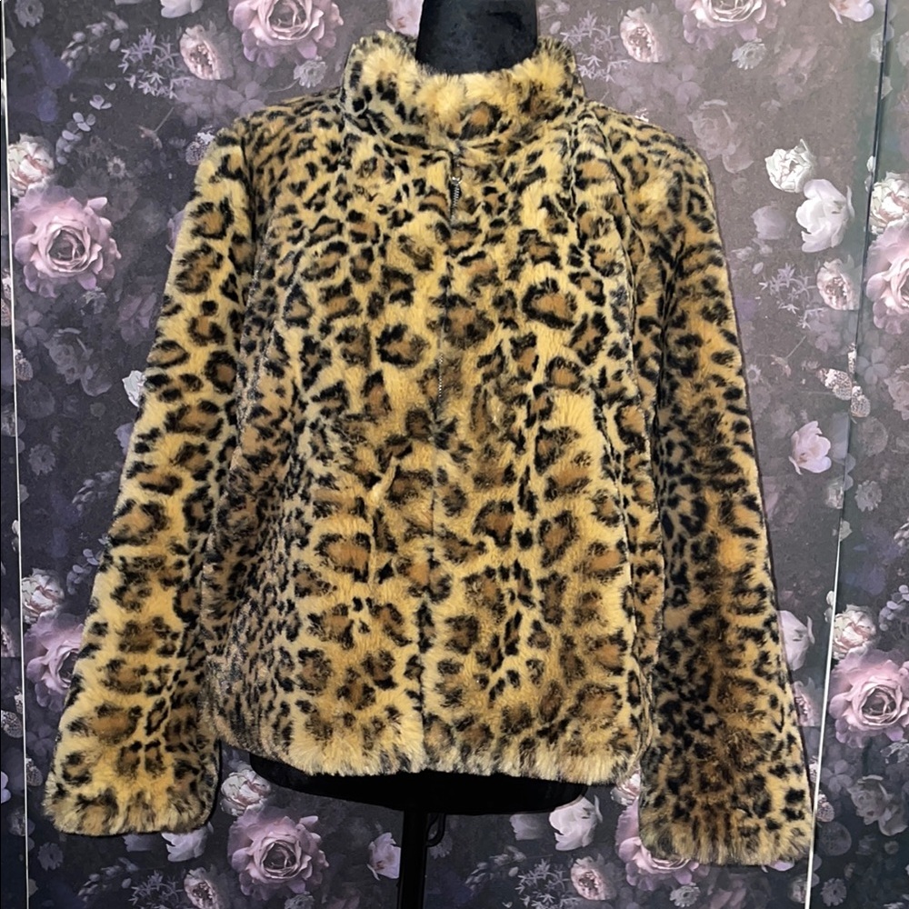 Animal print fake fur Jacket